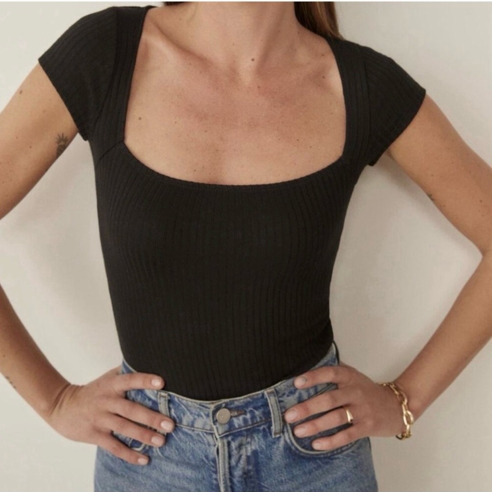 Reformation Bardot Black Short Sleeve